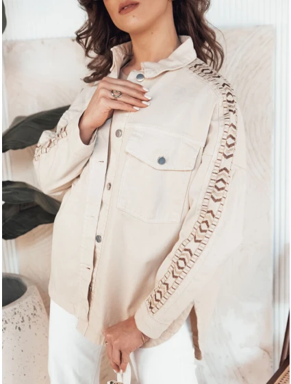 Dámská džínová bunda light beige Dstreet model 21976642 - FashionStreet Dámská džínová bunda light beige Dstreet model 21976642 - FashionStreet