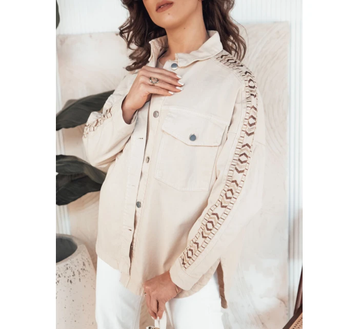 Dámská džínová bunda light beige Dstreet model 21976642 - FashionStreet Dámská džínová bunda light beige Dstreet model 21976642 - FashionStreet
