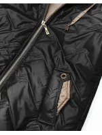 Pikowana kurtka damska z kapturem Goodlookin czarna (B8596-1) Pikowana kurtka damska z kapturem Goodlookin czarna (B8596-1)