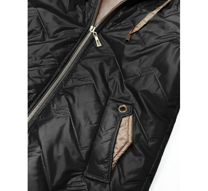 Pikowana kurtka damska z kapturem Goodlookin czarna (B8596-1) Pikowana kurtka damska z kapturem Goodlookin czarna (B8596-1)