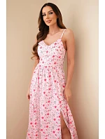 Dámske maxi kvetinové šaty bez ramienok so zaväzovaním na chrbte candy pink Dámske maxi kvetinové šaty bez ramienok so zaväzovaním na chrbte candy pink