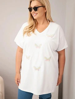 Dámská bavlněná halenka Plus Size s model 22185735 bílá - K-Fashion