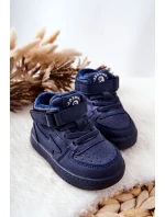 Dziecięce Ocieplane Wysokie Buty Sportowe Granatowe Clafi Dziecięce Ocieplane Wysokie Buty Sportowe Granatowe Clafi