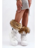 Damskie Śniegowce Sznurowane Białe Santero