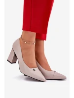 Czółenka Na Słupku Eleganckie Vinceza 62224 Szare