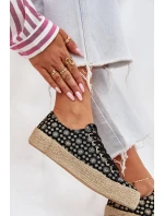 Wzorzyste Trampki Damskie Na Platformie Z Plecionką Lee Cooper LCW-25-08-3647L Czarne