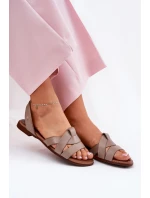 Zazoo 40185 Wygodne Skórzane Wsuwane Sandały Ciemnobeżowe