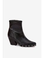 Dámské kožené boty na podpatku černé model 21709978 - Boto