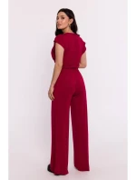 model 19670611 Viskózové kalhoty s elastickým pasem bordó - BeWear model 19670611 Viskózové kalhoty s elastickým pasem bordó - BeWear