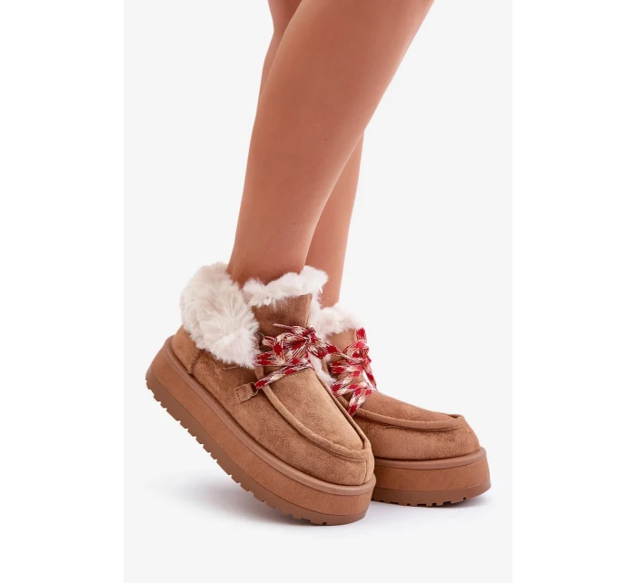 Dámske snežnice s nízkou platformou a kožušinou Camel Neathren Dámske snežnice s nízkou platformou a kožušinou Camel Neathren