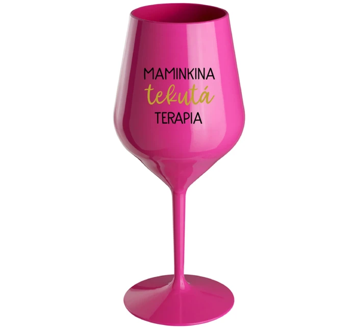 MAMINČINA TEKUTÁ TERAPIE - růžový nerozbitný pohár na víno 470 ml MAMINČINA TEKUTÁ TERAPIE - růžový nerozbitný pohár na víno 470 ml