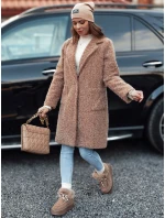Dámský kabát z kůže dlouhý béžový Dstreet model 21981948 - FashionStreet Dámský kabát z kůže dlouhý béžový Dstreet model 21981948 - FashionStreet
