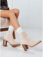Dámské semišové béžové kozačky Dstreet model 21993975 - FashionStreet