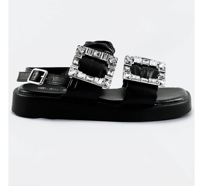 Čierne dámske sandále so zirkónmi (CM-62)