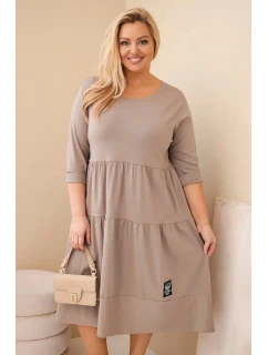 Dámská bavlněná model 21800785 Plus Size s volány a ohrnutým rukávem fango - K-Fashion