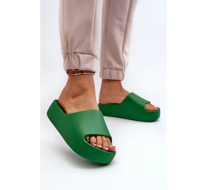 Damskie Klapki Na Grubej Podeszwie Zielone Oreithano Damskie Klapki Na Grubej Podeszwie Zielone Oreithano