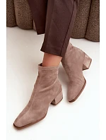 Dámské kotníkové boty na podpatku typu Khaki model 22320781 - Boto