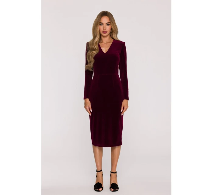 model 21874851 Sametové šaty na tělo bordó - Moe
