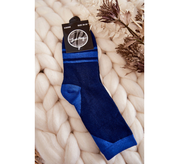 Dámske dvojfarebné ponožky s pruhmi námornícka modrá a modrá