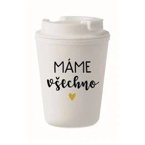MÁME VŠETKO - biely termohrnček 300 ml MÁME VŠETKO - biely termohrnček 300 ml