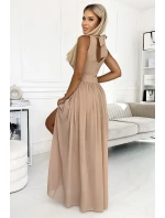 362-6 JUSTINE Dlhé šaty so srdiečkovým výstrihom a spodnou časťou - BEACH