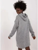 Šedé pletené šaty s kapucňou (0582)