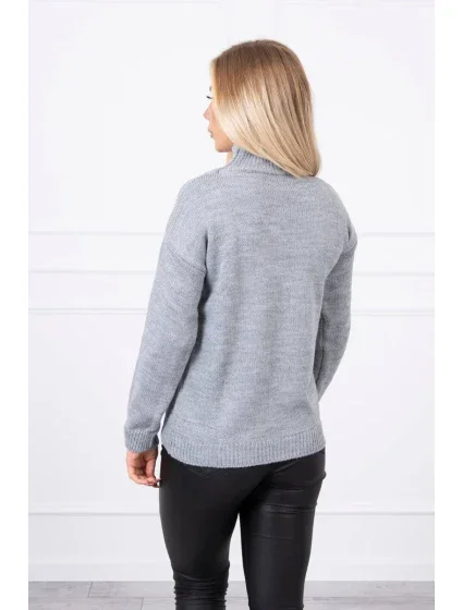 Polovičný sveter s rolákom sivý