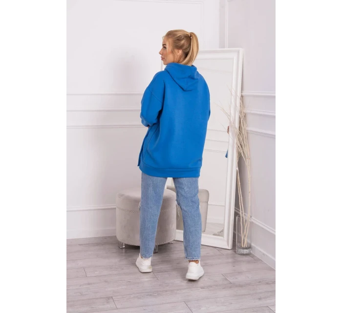 Zateplená mikina s nevädzovo modrými patentkami