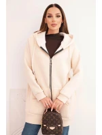 Dámska mikina s kapucňou a zipsom, béžová Dámska mikina s kapucňou a zipsom, béžová