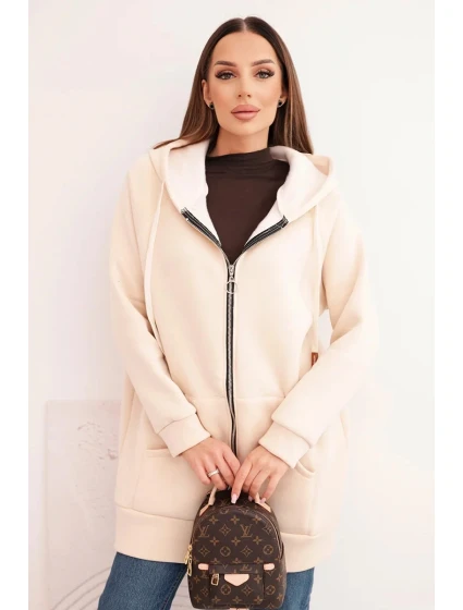 Dámska mikina s kapucňou a zipsom, béžová Dámska mikina s kapucňou a zipsom, béžová