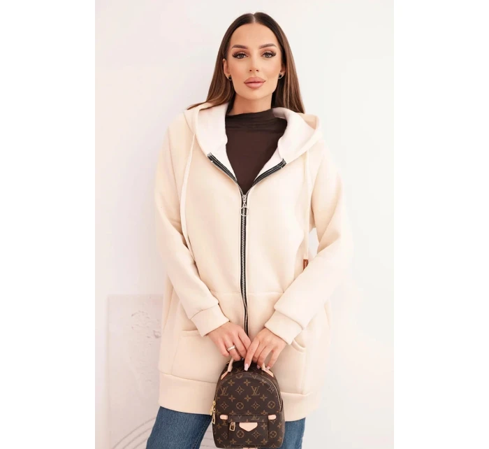 Dámska mikina s kapucňou a zipsom, béžová Dámska mikina s kapucňou a zipsom, béžová