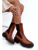 Damskie Botki Sztyblety Laura Messi 2693/229 Brązowe