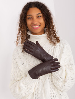 Tmavohnedé zimné rukavice z ekokože