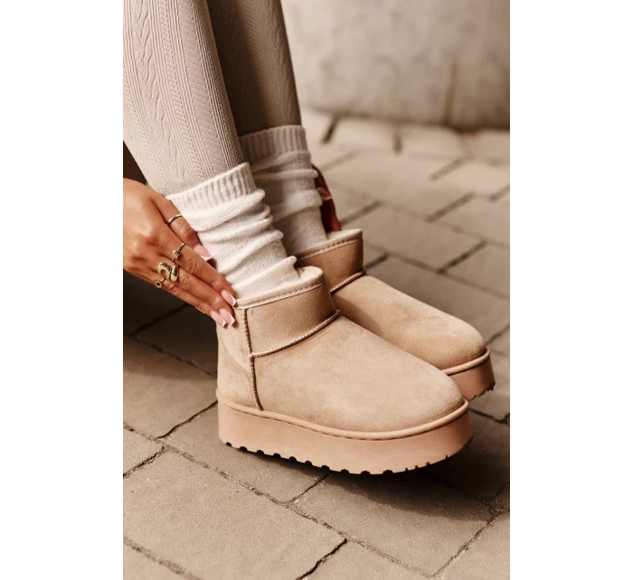 Dámské sněhové boty na platformě Světle béžová model 21808572 - Inello Dámské sněhové boty na platformě Světle béžová model 21808572 - Inello