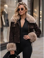 Dámska zimná bunda s kožušinou, hnedá, FashionStreet TY5704