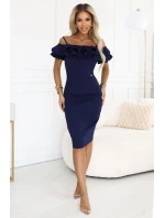 Přiléhavé midi šaty ve stylu tmavě modré model 21410868 - numoco