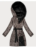 Plus size obojstranná zimná bunda čierna/panther (M6-6008-1)