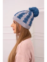 Dámska čiapka s brmbolcom Rozalia K323 denim+grey