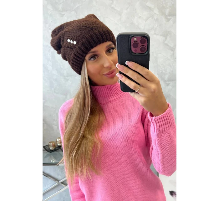 Dámská čepice hnědá model 18752327 - K-Fashion Dámská čepice hnědá model 18752327 - K-Fashion