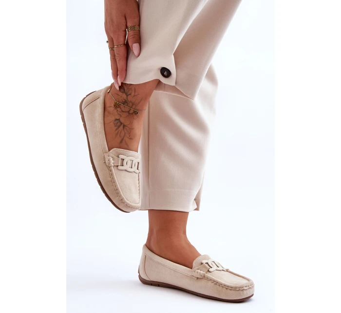 Dámské módní semišové mokasíny Bežové model 21625619 - Boto Dámské módní semišové mokasíny Bežové model 21625619 - Boto