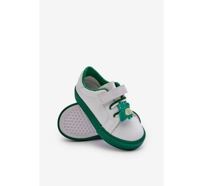 Dziecięce Sneakersy Trampki Z Przypinką Biało-Zielone Pennyn Dziecięce Sneakersy Trampki Z Przypinką Biało-Zielone Pennyn