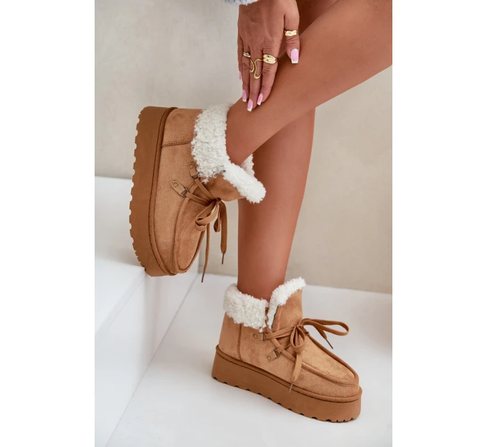 Śniegowce Damskie Na Platformie Z Futerkiem Typu Branek Camel Ciabellae Śniegowce Damskie Na Platformie Z Futerkiem Typu Branek Camel Ciabellae