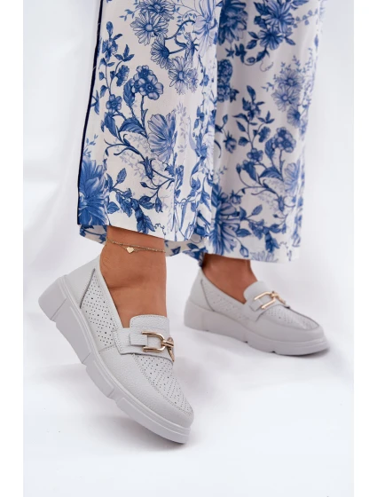 Dámské Kožené Mokasíny se Zlatým  model 21691946 - VINCEZA