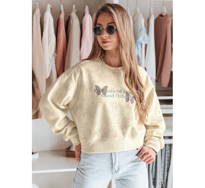 Dámská oversize mikina s kravatou v barvě  ecru Dstreet model 21988051 - FashionStreet