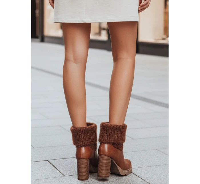 Dámské velbloudí kozačky na podpatku Dstreet model 21994931 - FashionStreet