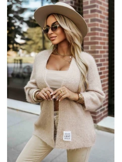 631-1 Štýlový mäkký pletený sveter - béžový