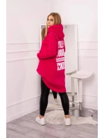 Zateplená mikina s dlouhými zády a kapucí fuchsiová Zateplená mikina s dlouhými zády a kapucí fuchsiová