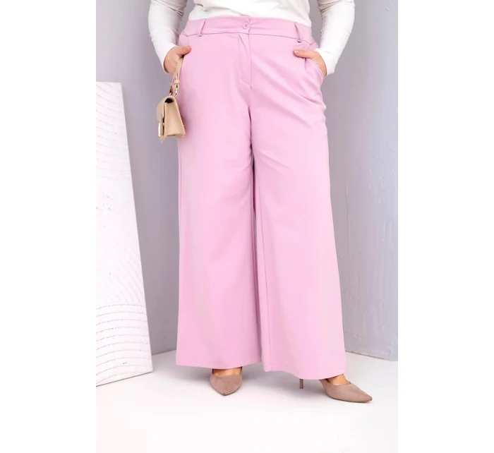 Dámske Plus veľkosť široké nohavice s vysokým pásom Dark Powder Pink