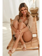 Damskie Skórzane Klapki Z Kokardą Beżowe Becky Damskie Skórzane Klapki Z Kokardą Beżowe Becky