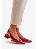 Lakované Baleríny Na Podpatku S  Bordové model 21670196 - Boto